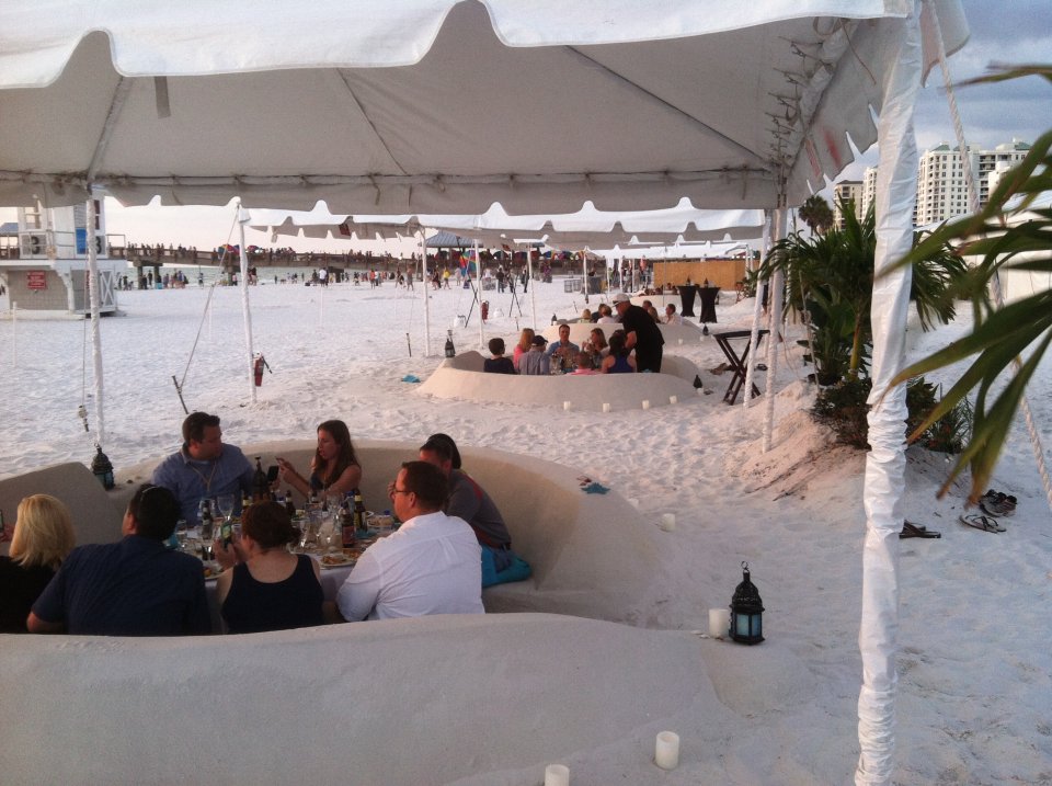 Guests Dining in the Sand