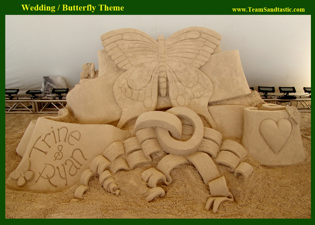Wedding Day Sand Sculpture Butterfly. Made at Trump in Maimi