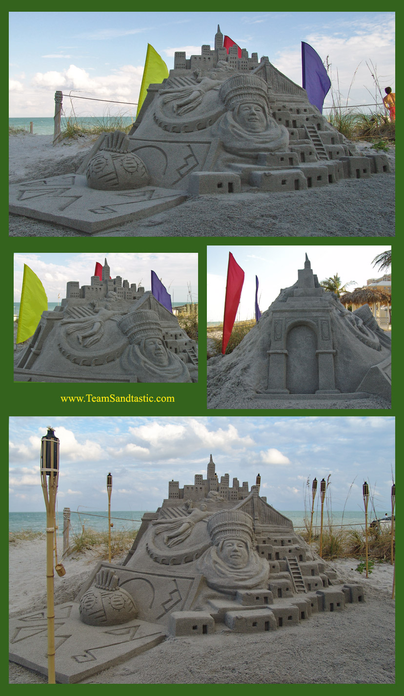 Wedding & Proposal Sand Sculpture with New York & Pueblo icons. Made in Miami